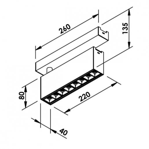 Plafon Track 8 Focos BI LED  220x40x135mm NewLine