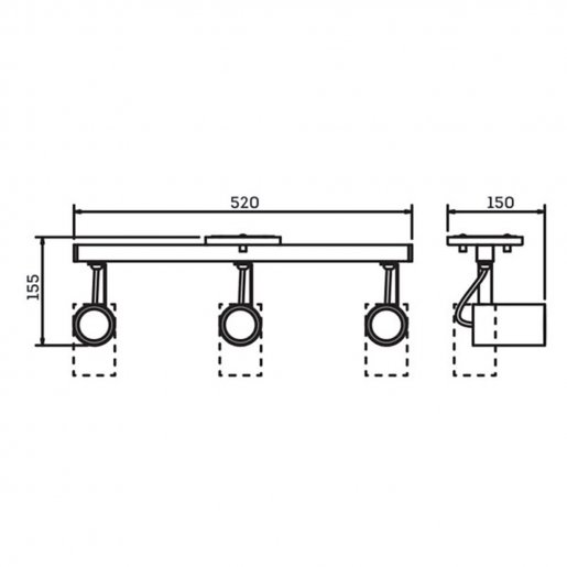 Spot Lisse Solution II PAR16 GU10 GZ10 Bivolt 127V / 220V 520 x 150 x 155mm NewLine