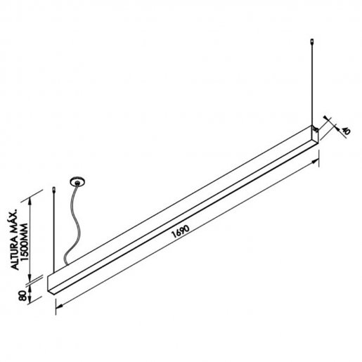 Pendente Track Bivolt 127V / 220V LED 4000K 1690 x 40 x 80mm NewLine