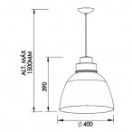 Pendente New Industrial CFL E27 Bivolt 400 x 400 x 390mm NewLine