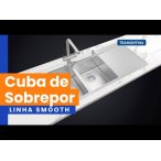 Cuba de Sobrepor Tramontina Design Collection Smooth 2C 34 EX em Aço Inox com Acabamento Scotch Brite 116x52 cm com 2 Cubas